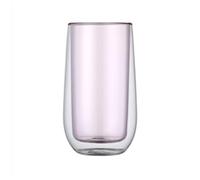 Cocktail Glasses Double Wall Glass Tumbler, 9.5oz Colorful Borosilicate Highball Cups for Cold & Hot Drinks(Pink)
