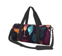 Cocktail Glasses Duffle Bag for Women Men Personal Item Travel Bags Canvas Weekender Overnight Bags Lightweight Sports Tote Gym Bag Carry On Luggage Bag, Black, One Size