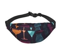 Cocktail Glasses Fanny Pack for Men Women Belt Bag Fashion Waist Bag Everywhere Crossbody Bag Wallet Hip Bum Bag with Adjustable Strap Waterproof Chest Bag for Travel Hiking Sports, Black, One Size