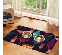 Cocktail Glasses Pet Feeding Mat 30x45cm, Absorbent Dog Mat for Food and Water Bowl, PU Leather Cat Food Mat Waterproof Dog Bowl Mats Quick Dry Pet Placemats-No Stains