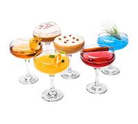 Cocktail Glasses Set of 6 (9oz/270ml). Espresso Martini Glasses, Margarita Glasses, Elegant Coupe Glasses, Long Stem Glassware