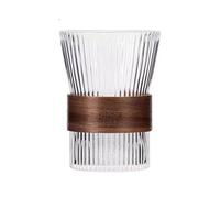 Cocktail Glasses Wood Circle Striped Pattern Drinking Glasses, Borosilicate Glass Hanging Ear Coffee Cup 11oz Clear Water Tumbler