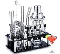 Cocktail Making Kit, Ohuhu 17 Piece Stainless Steel Cocktail Shaker with Acrylic Stand, Cocktail Accessories for Drinks, Cocktail Set for Home Bar Party