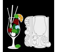 Cocktail Metal Cutting Die, Glass, Drinks, Mint, Fruit, Stencil, Cutter, Paper Crafting, Card Making, F6