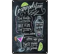 Cocktail Metal Sign Vintage Cocktail Tin Sign Bar Signs Wall Decor Chalkboard Drawing Style Home bar Decoration 12 x 8inchs