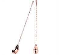Cocktail Mixing stick Stainless Steel Long Handle Spoon Exquisite Non-slip Twisted Handle Mixing Layering Tool for Bar Bartender Beverage Coffee(Spoon-Rose gold)