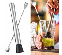 Cocktail Muddler,10'' Stainless Steel Cocktail Muddler with 1 Mixing Spoon | Cocktail Shaker Set,Bar Tool Set, Mojito Kit,Cocktail Making Set for Making & Creating Delicious Mojitos