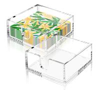 Cocktail Napkin Holder 5x5, Acrylic Cocktail Napkin Holder for Table, Clear Beverage Napkin Holder Square Rectangle for Dinner, Kitchen, Bathroom, Restaurant, Bar (Ultimate, 2 Pack)