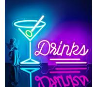Cocktail Neon Light Sign for Wall Art Decor,Cocktail Drinks LED Light for Home Bar Bedroom Club Party Pub Man Cave,Drinks Bar Colourful Dimmable Neon Sign Gift for Men Women USB Powered（15.8"*10.5"）