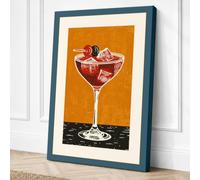 Cocktail on Black Retro Canvas Wall Art Print 30x20 Inch (76 x 51 cm)