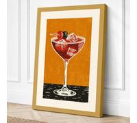 Cocktail on Black Retro Canvas Wall Art Print 36x24 Inch