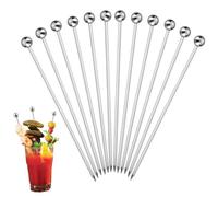 Cocktail Picks - 10 Pieces Metal Cocktail Garnish Sticks Reusable Washable Appetizer Picks Decorative Picks Drinks Skewers Drink Cocktail Spear Food Picks for Bloody Mary Martinii Olive