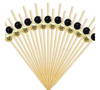 Cocktail Picks,100 PCS Gold and Black Pearl Toothpicks for Appetizers,4.7 Inch Long Decorative Bamboo Cocktail Sticks Skewers for Food Dessert Sandwich Charcuterie Graduation Decoration Party Supplies