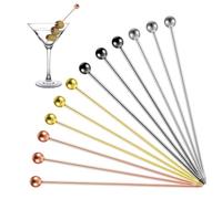 Cocktail Picks 12 Pcs, Reusable Stainless Steel Cocktail Garnish Toothpicks Set, Martini Picks, Cocktail Garnish Accessories for Appetizers Olives