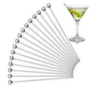 Cocktail Picks, 16PCS Upgrade Stainless Steel Toothpicks Martini Olive Skewers, Reusable Metal Drinks Skewers Garnish Sticks,Olive Picks,Metal Cocktail Sticks