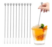 Cocktail Picks - Cocktail Toothpicks | Stainless Steel Cocktails Toothpicks - Bar Mixer, Milk Tea Stirringer, Reusable Metal Appetizer Sticks for Drink Skewer, Bloody Mary, Fruit