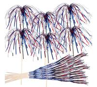 Cocktail Picks for Drinks - Firework Drink Toppers - Food Fruit Toothpick for Appetizer Dessert Entertaining Independence Patriotic Decorations