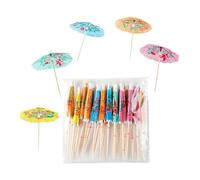 Cocktail Picks - Paper Drink Umbrellas, Tropical Hawaiian Party Toothpicks, 50 Piece Decorative Set + Multi Colour Mini Sunshades, Eye Catching Table Decoration - for Bar & BBQ Appetizers