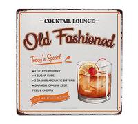 Cocktail Poster Vintage Metal Signs, Old Fashioned Cocktail Recipes Tin Sign Decoration Bar Accessories Hanging Crafts Home Kitchen Pub Man Cave Wall Art Decor 8x8 Inch