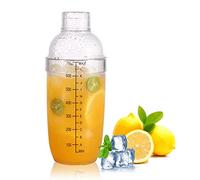 Cocktail Shaker 350-700ML Plastic Resin Transparent Drink Shaker Bottle with Scale and Strainer Mixer Shaker Cup Bottle for Home Bar Milk Tea Shop Party Coffee Shop Restaurant (530ML)