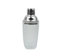 Cocktail Shaker 350ml Mixer Martini Shaker for Kitchen Dining Drink | Premium thick clear glass stainless steel lid high borosilicate glass easy cleaning classic shaker with strainer