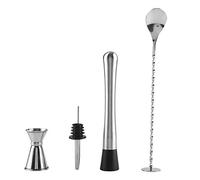 Cocktail Shaker, 4pcs/ Set Professional Stainless Steel Drinking Cocktail Wine Shaker Mixing Tool Set in Home Bar Party Tools Kit, Bartender Kit (15/30ml)