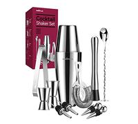 Cocktail Shaker, Cocktail Set Gift, Premium Boston Shaker 800 ml 600 ml Gift Set, Cocktail Shaker Bar Accessory Set, Cocktail Shaker Stainless Steel, Shaker for Cocktails Mixer Spoon 12 Piece