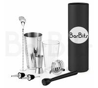 Beaumont Cocktail Kit - 8-Piece Professional Stainless Steel Bartender Set with Boston Tin & Glass
