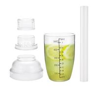 Cocktail Shaker, Leakproof Shaking Bottle With Lemon Hammer, Clear Cocktail Shaker Matcha Spoon Cinnamon Clear Shaking Bottle With Peel And Strainer, Drink Mixer Cocktail Shaker Cup For Bar Party