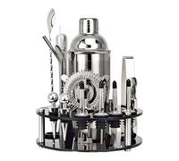 Cocktail Shaker, Mixology Bartender Kit, With Rotating Display Set, for Drink Mixing, Bar, Home, Lounge Party(Silver)