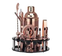 Cocktail Shaker, Mixology Bartender Kit, With Rotating Display Set, for Drink Mixing, Bar, Home, Lounge Party(Light Red)