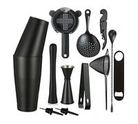 Cocktail Shaker Set - 13-Piece Bar Accessories Kit w/Weighted Boston Shaker, Strainer, Jigger, Muddler,Mixing Spoon and More - Home Bartending Tools, Accessories for Bartender, Matte Black