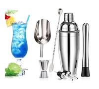 Cocktail Shaker Set, 7 Pieces 750 ML Stainless Steel Cocktail Mixing Set