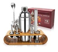 Cocktail Shaker Set,750 ML Stainless Steel Cocktail Mixing Set with Stand,Bartending Kit for Home,Bar,12 Pieces Bar Tool Kit for Christmas,Birthday,Anniversary,Weeding