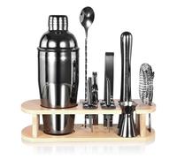 Cocktail Shaker Set,750ML Stainless Steel Bartender Kit Professional Martini Mixing Bartending Kit Combination, Home Stylish Bar Tool Set with Cocktail Recipes Booklet (BLACK)