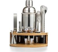 Cocktail Shaker Set Bartender Kit, Bar Set with Bamboo Stand 12 Piece Bartending Tools 750ml Professional Stainless Steel Martini Shaker with Mocktail Recipes Booklet