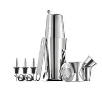 Cocktail Shaker Set, Bartender Kit with Bamboo Stand, Stainless Steel Bar Tool Set for Drink Mixing Home Bartending Kit (13 Pcs)