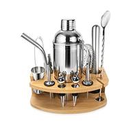 Cocktail Shaker Set with Stand,750 Ml Stainless Steel Cocktail Shaker Making Kit,15Ml 3Ml Jigger,Cocktail Strainer,Cocktail Mixer for Birthday,Father's Day,Party.