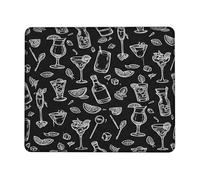 Cocktail Small Mouse Pad, Modern Minimalistic Lime Mint Summer Black Square Rubber Washable Portable Cloth Mousepad Idea for Home Office Desk Laptop Gamers Gift Square 8x10 Inch