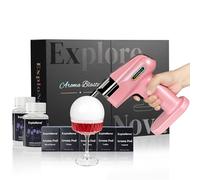 Cocktail Smoke Bubble Gun with 5 Flavour Aroma Pods and Edible Bubbles, whiskey smoker kit, Food Drink Decor Perfect for Bar, Party and Home, Gift for Engagement & Birthday - Pink