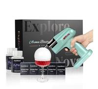 Cocktail Smoke Bubble Gun with 5 Flavour Aroma Pods and Edible Bubbles, whiskey smoker kit, Food Drink Decor Perfect for Bar, Party and Home, Gift for Engagement & Birthday - Cyan