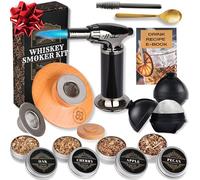 Cocktail Smoker Kit - Whiskey Bourbon Drink Smoker with Torch, Custom Top, 2 Ice Ball Makers, 4 Flavors Wood Chips - Cocktail Drink Smoking Kit - Unique Gifts for Men