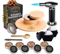 Cocktail Smoker Kit - Whiskey Bourbon Drink Smoker with Torch, Custom Top, 2 Ice Ball Makers, 4 Flavors Wood Chips - Smokers for Whiskey Drinks - Cocktail Drink Smoking Kit - Unique Gifts for Him
