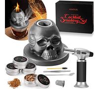 Cocktail Smoker Kit with Torch, Anmyox Whiskey Smoker Infuser Kit with Gift Box, Bourbon Whiskey Set Gift for Men,Skull old Fashioned Smoker Kit for Your Friends, Husband, Dad.（No Butane）