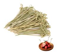 Cocktail Sticks, 200 Pcs Bamboo Skewers Burger Skewers 12cm Wooden Cocktail Sticks for Food Picks with Looped Knot Toothpicks for Appetizers Burger Sticks for Snacks, Appetizers, Barbecue, Sandwiches