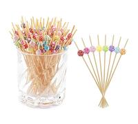 Cocktail Sticks,Cocktail Sticks for Food,Cocktail Stirrers,Food Flags,Burger Sticks,Food Picks,Toothpicks Wooden,Pearl Sticks,Food Toothpick for Dessert Skewers Cake Sandwich Nibbles Wedding