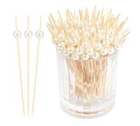 Cocktail Sticks for Food 150 PCS 4.7 Inch White Pearl Cocktail Picks Bamboo Sticks Toothpicks for Food Cocktail Picks for Appetizers Bamboo Tooth Picks for Party Decorations Burgers Charcuterie Cups
