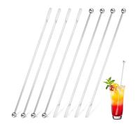 Cocktail Stirrers, 8PC Stainless Steel Coffee Beverage Sticks, Metal Stirrers, 19cm Drink Mixing Spoon with Small Rectangular Paddles, Reusable Stirrer for Drinks BBQ Party Cocktail Decorations