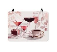 Cocktail Stove Top Cover for Electric Stove, Elegant Contemporary Wine Glass Coffee Cup Summer Rose Washable Rv Cover for Small Kitchen Spaces Rv Kitchen Decor 28x20 Inch