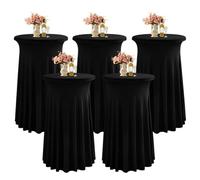 Cocktail Table Cover with Wave Curtains Expandable 80x110 cm Round High Table Cloth for Banquet Black 5PCSPerfect for Events & Parties